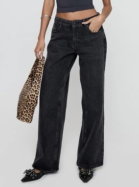 Mid rise straight black leg jeans